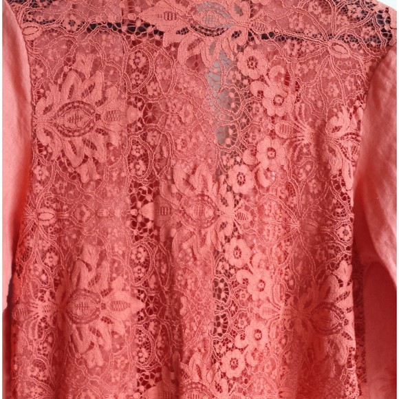 Dance in Paris Linen Embroidery Corral Kimono One size Pockets Italy Long - Picture 10 of 10